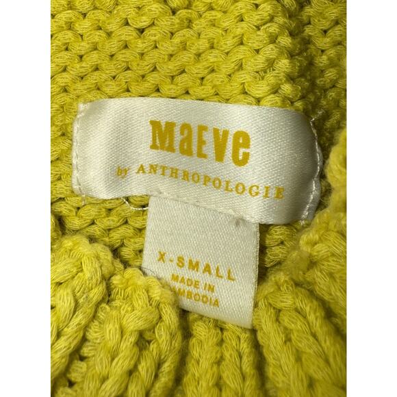 Anthropologie Maeve Women Sweater Yellow Pippa Mock-Neck Preppy City Sz XS - Picture 7 of 9